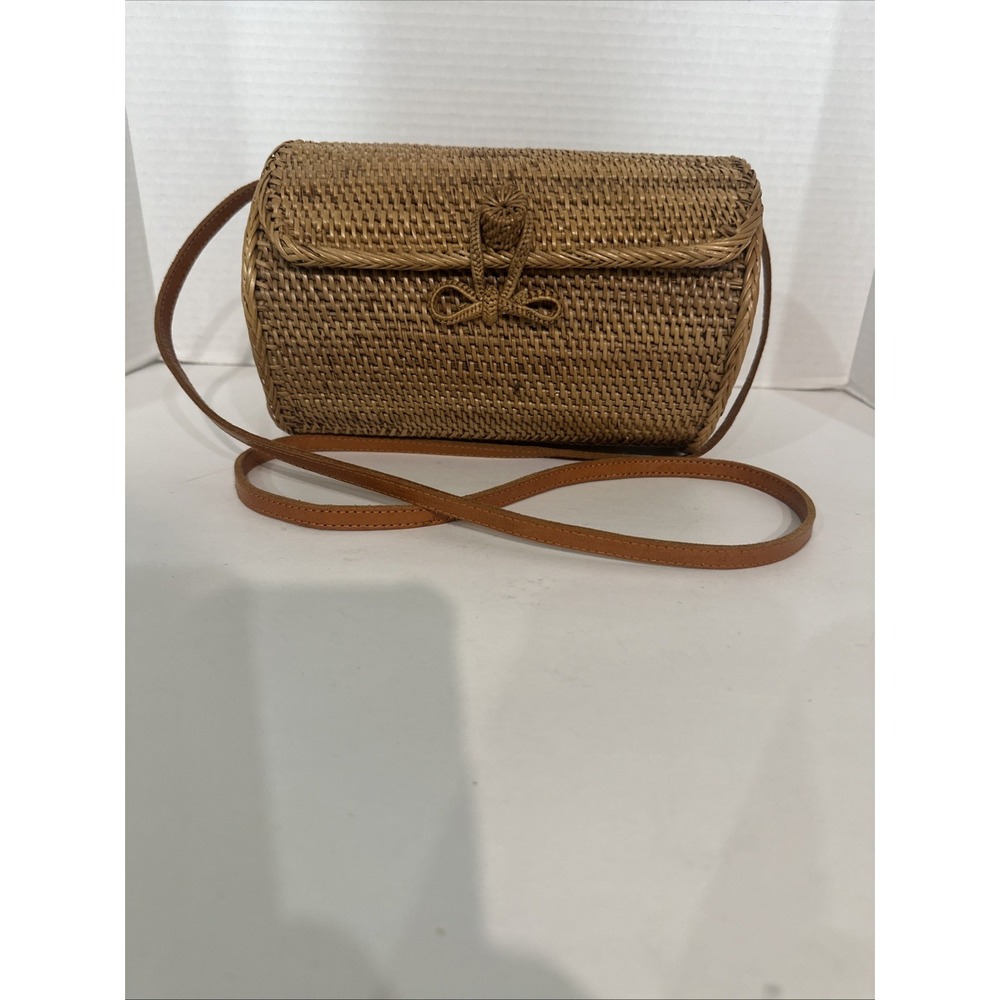 Natural Rattan Barrel Shoulder Bag - Picture 1 of 8